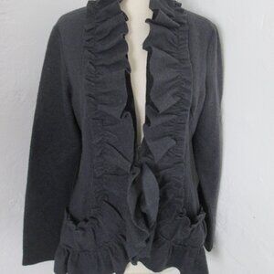 Anthropologie Ryu Vintage Y2K Ruffled Jacket Gray Wool Felt Women's Size L
